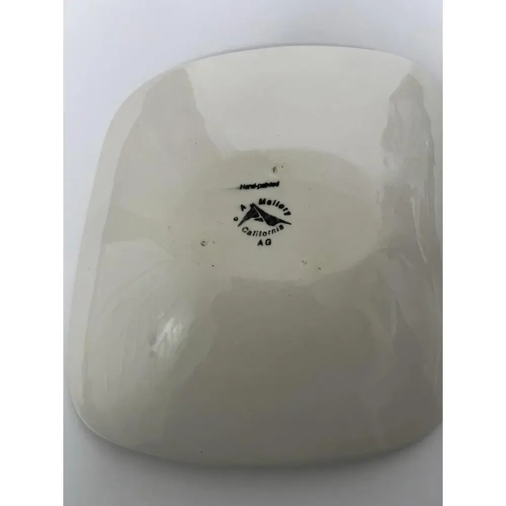 Vintage Ann Mallory California Mid Century Hand Painted Dish Black White - Picture 4 of 4
